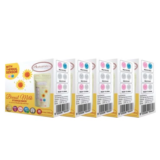 Autumnz: Double Zip Lock Breastmilk Storage Bags With Thermal Sensor