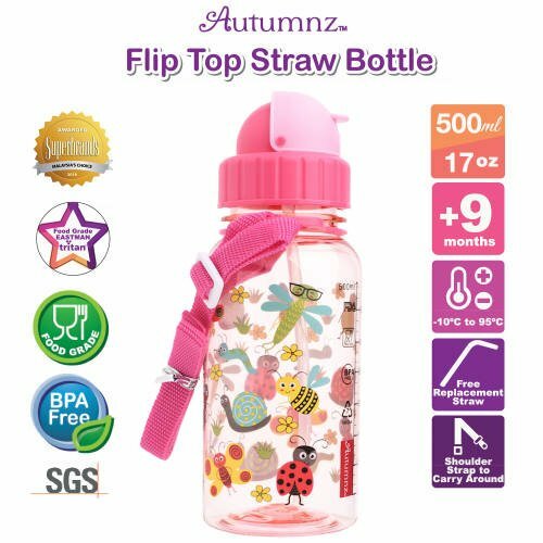 Autumnz Flip Top Straw Bottle 500ml GARDEN OF DREAM