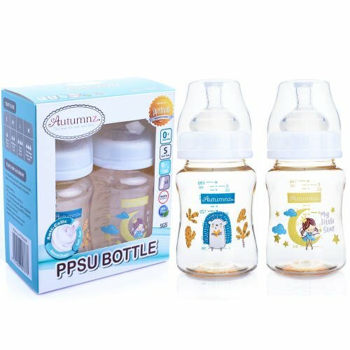 Autumnz PPSU Wide-Neck Bottle 6oz TWIN HAPPY BEAR MY LITTLE STAR