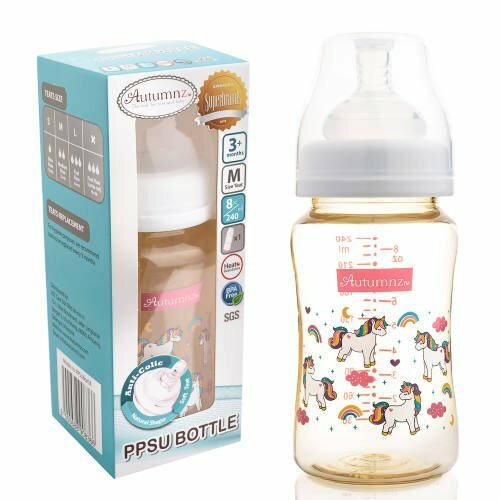 Autumnz PPSU Wide-Neck Bottle 8oz RAINBOW UNICORN