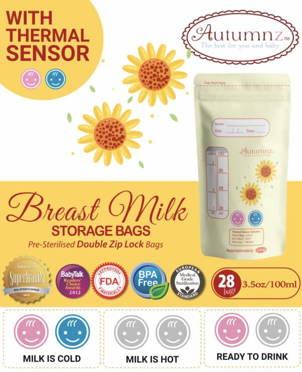 Autumnz Thermal Sensor Breastmilk Storage Bags 3.5oz - 28pcs Descriptions