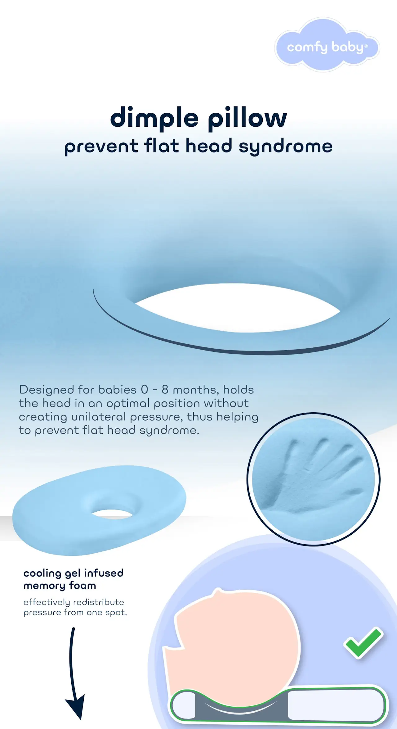 Comfy Baby Cooling Purotex Dimple Pillow