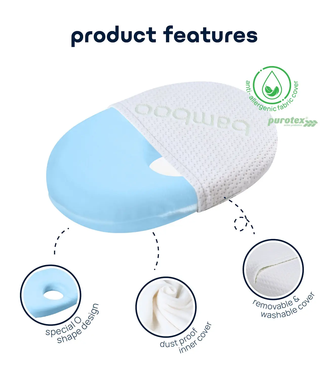 Comfy Baby Cooling Purotex Dimple Pillow