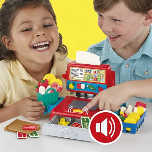 Children Playing With Play-Doh Cash Register