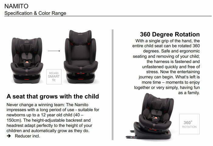 Racaro Namito 360 Spin Isofix Car Seat Feature