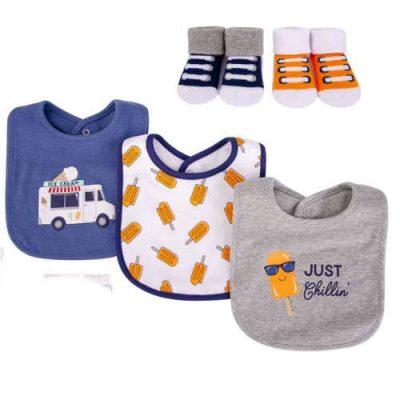 Hudson Baby Baby Bib & Sock 5pcs 17587