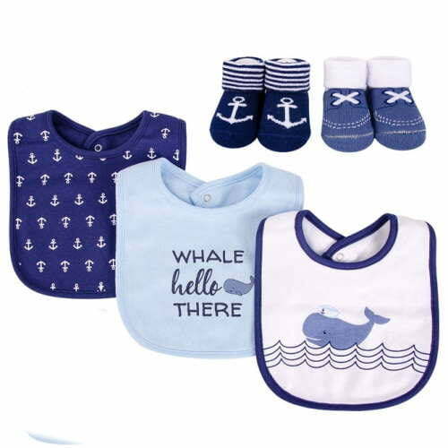 Hudson Baby Baby Bib & Sock 5pcs 17589