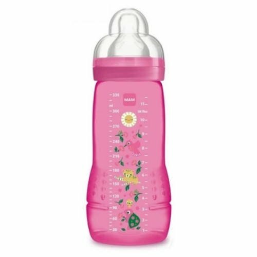 MAM Easy Active Baby Bottle 330ml x 1 PINK BIRD & LEOPARD