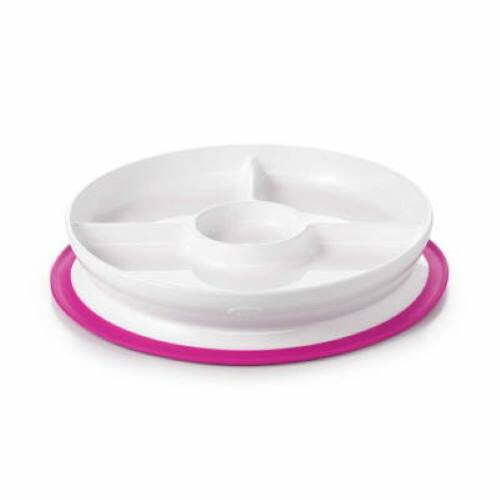 OXO TOT Stick & Stay Suction Divided Plate PINK