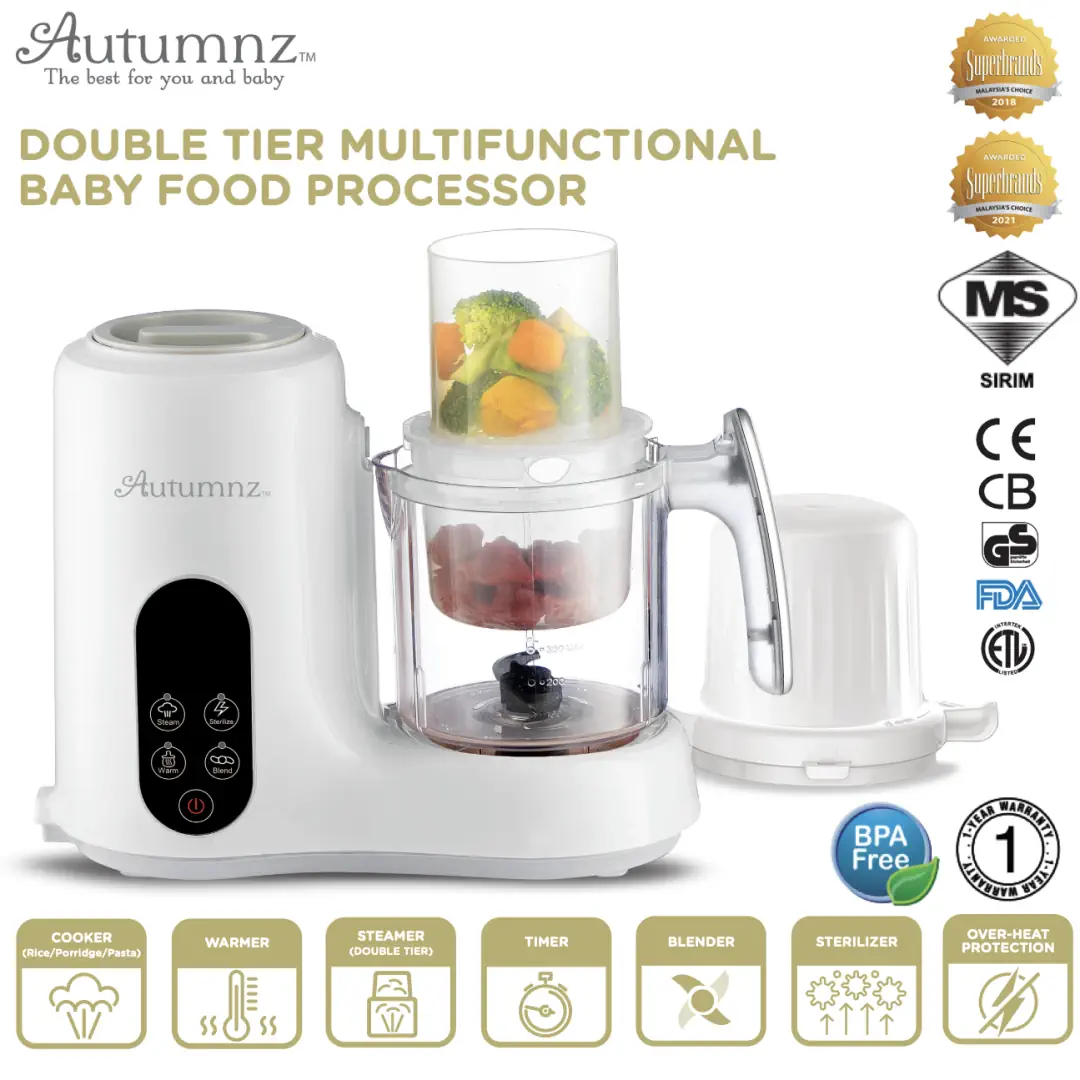 Autumnz Baby Food Processor Double Tier Multifunctional Baby Food Processor