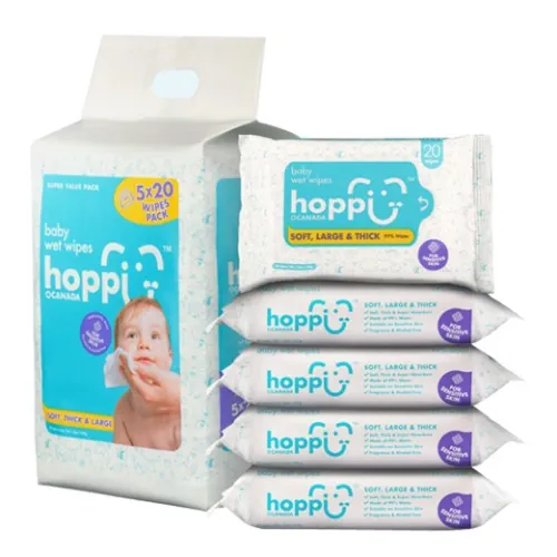 Hoppi Baby Wipes 20 Wipes x 5