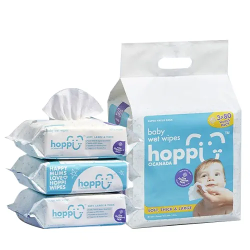 Hoppi Baby Wipes 80 Wipes x 3