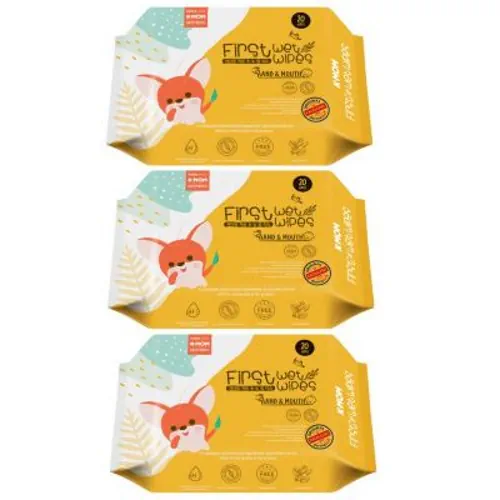 K-Mom Hand & Mouth Wipes ORANGE x 3