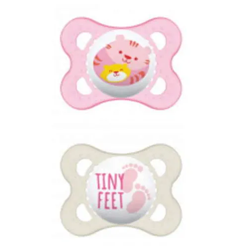 MAM Pacifier Original 0-2M PINK TIGER & TINY FEET