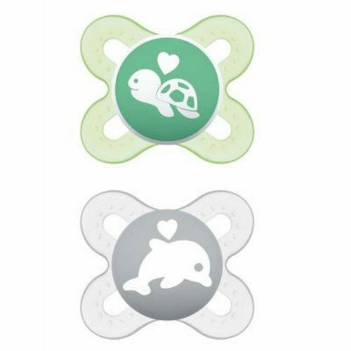 MAM Pacifier Start Extra Tiny 0-2M GREEN TURTLE & GREY DOLPHIN