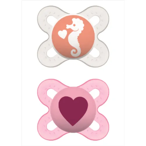 MAM Pacifier Start Extra Tiny 0-2M PINK SEAHORSE & HEART