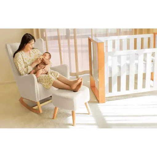 Babyhood Valencia Rocking Chair With Ottoman & Pillow