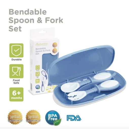 Autumnz Bendable Spoon & Fork Set BLUE