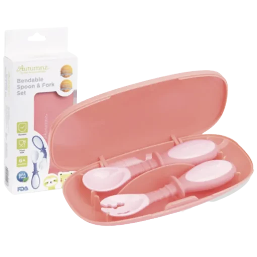 Autumnz Bendable Spoon & Fork Set PINK