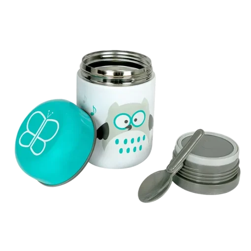 Bbluv Food Insulated Food Container With Bowl & Spoon AQUA OWL