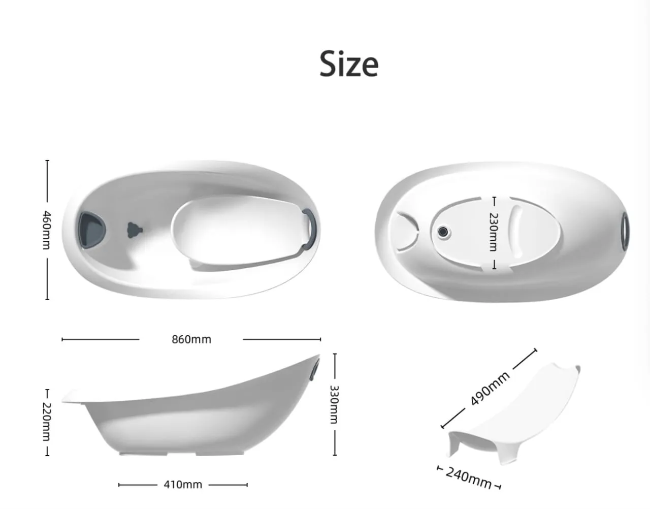 Arley Ergo Bathtub SIZE