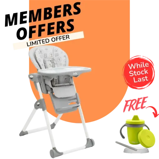 Joie: Mimzy Recline Highchair | FREE BBLUV 4 IN 1 TRANSITION SIPPY CUP