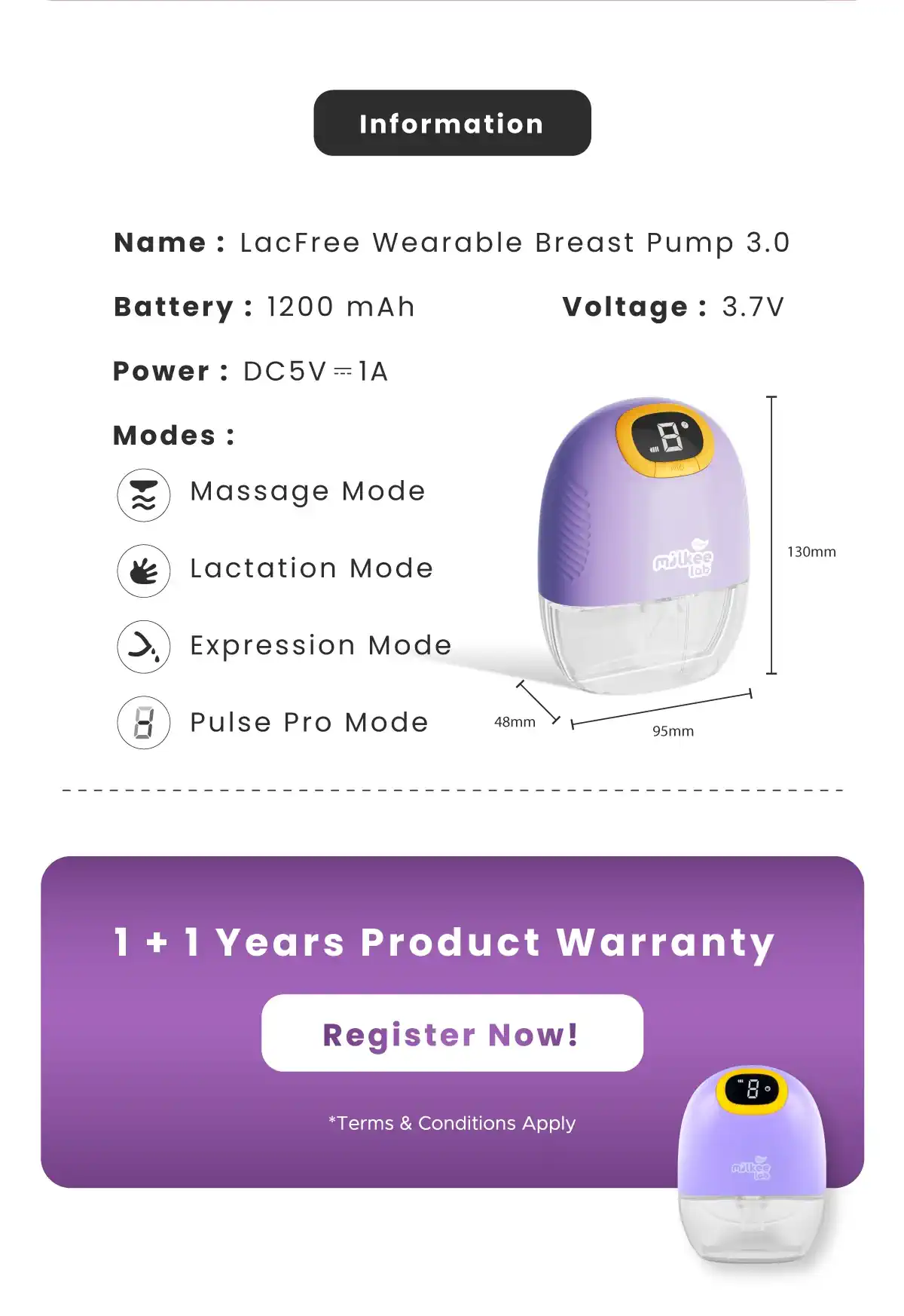 Shapee Lacfree Wearable Breast Pump INFORMATION