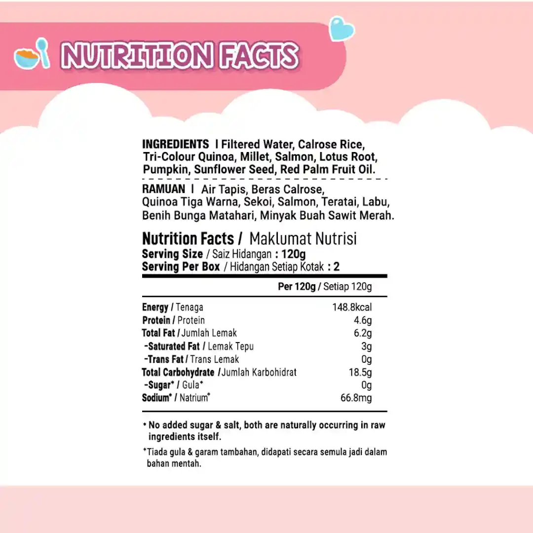 MommyJ Baby Instant Stew Rice SALMON LOTUS ROOT NUTRITION FACTS