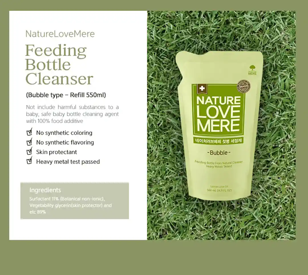 Nature Love Mere Baby Bottle Cleanser REFILL BUBBLES 500ml FEATURES