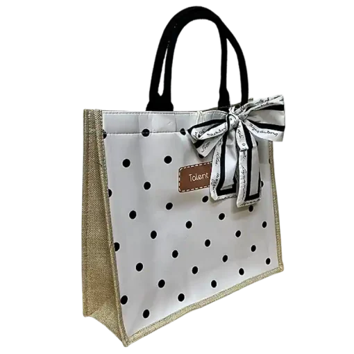 Tote Bag WHITE POLKA DOT