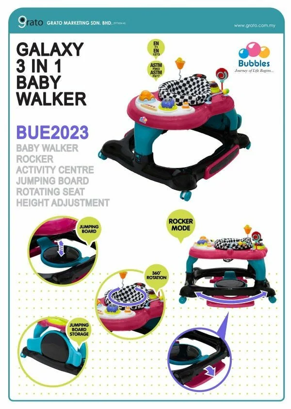 BUBBLES 3 IN 1 BABY WALKER SEAT REPLACEMENT CUSHION ONLY